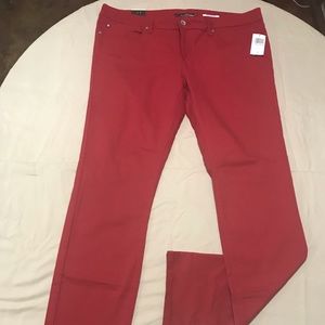 Lovesick Hot Topic sz19 red skinny twill pants NWT